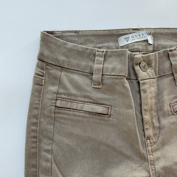 Guess Women’s Athletic Zip Skinny Jean In Khaki Ankle Zip Cropped Leg Size 25 - Picture 6 of 13